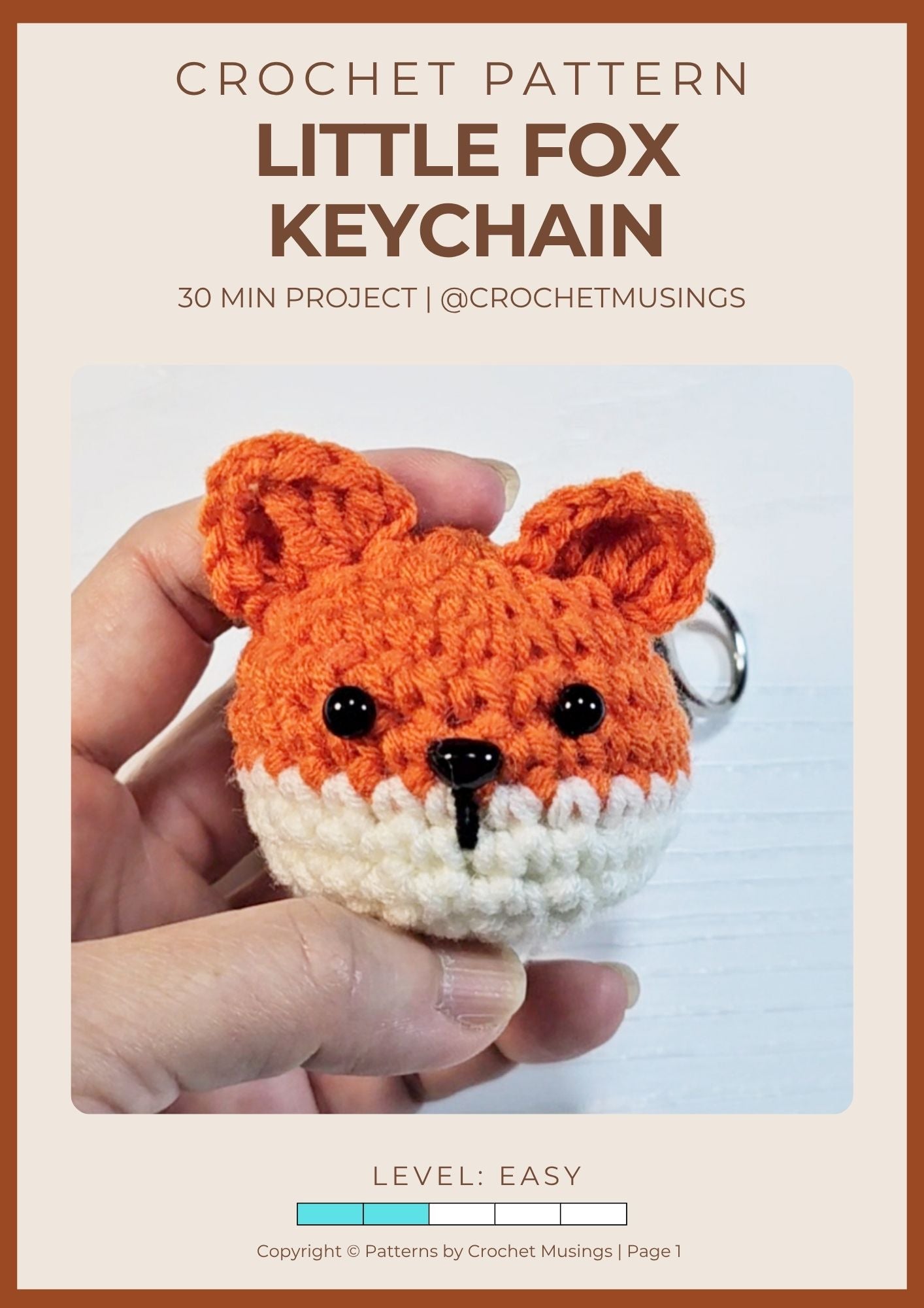 PDF - Little Fox Keychain Crochet Pattern.