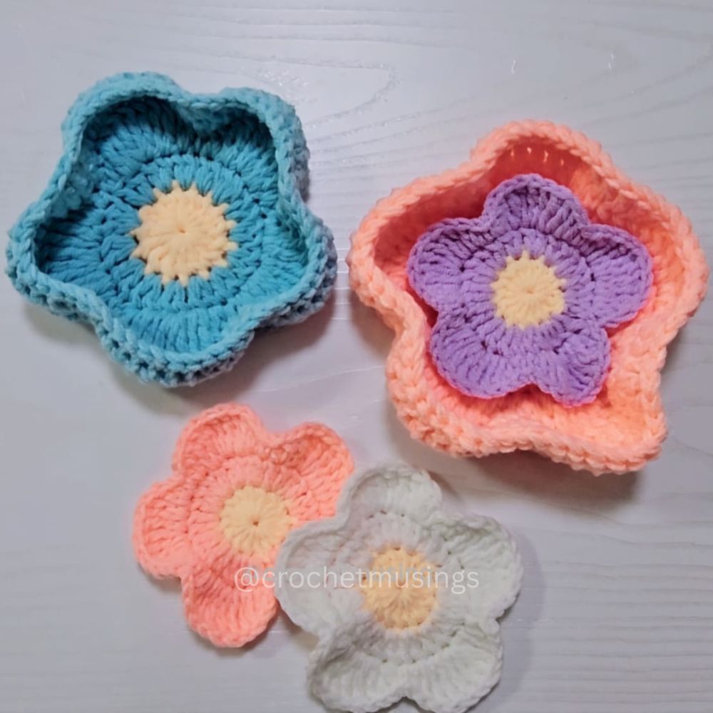 PDF - Easy Flower Coaster Set Crochet Pattern