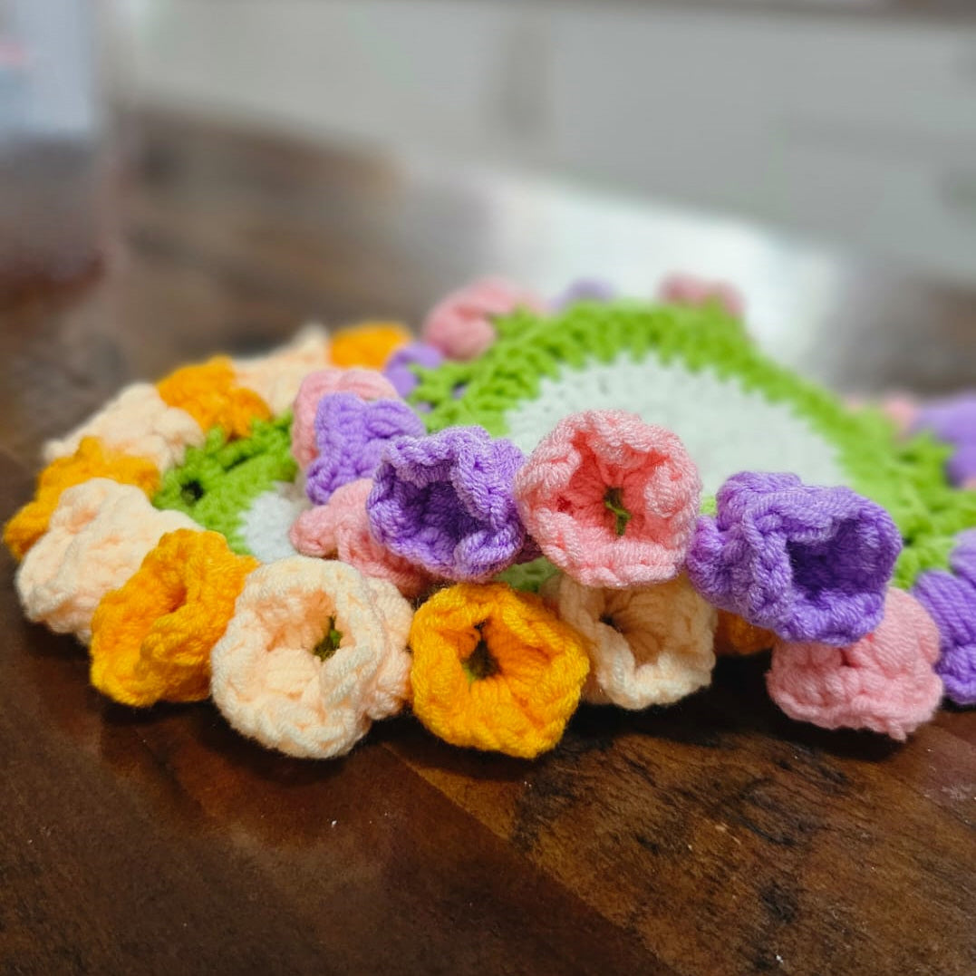 PDF - Flower Bouquet Coaster (No Sew) Crochet Pattern