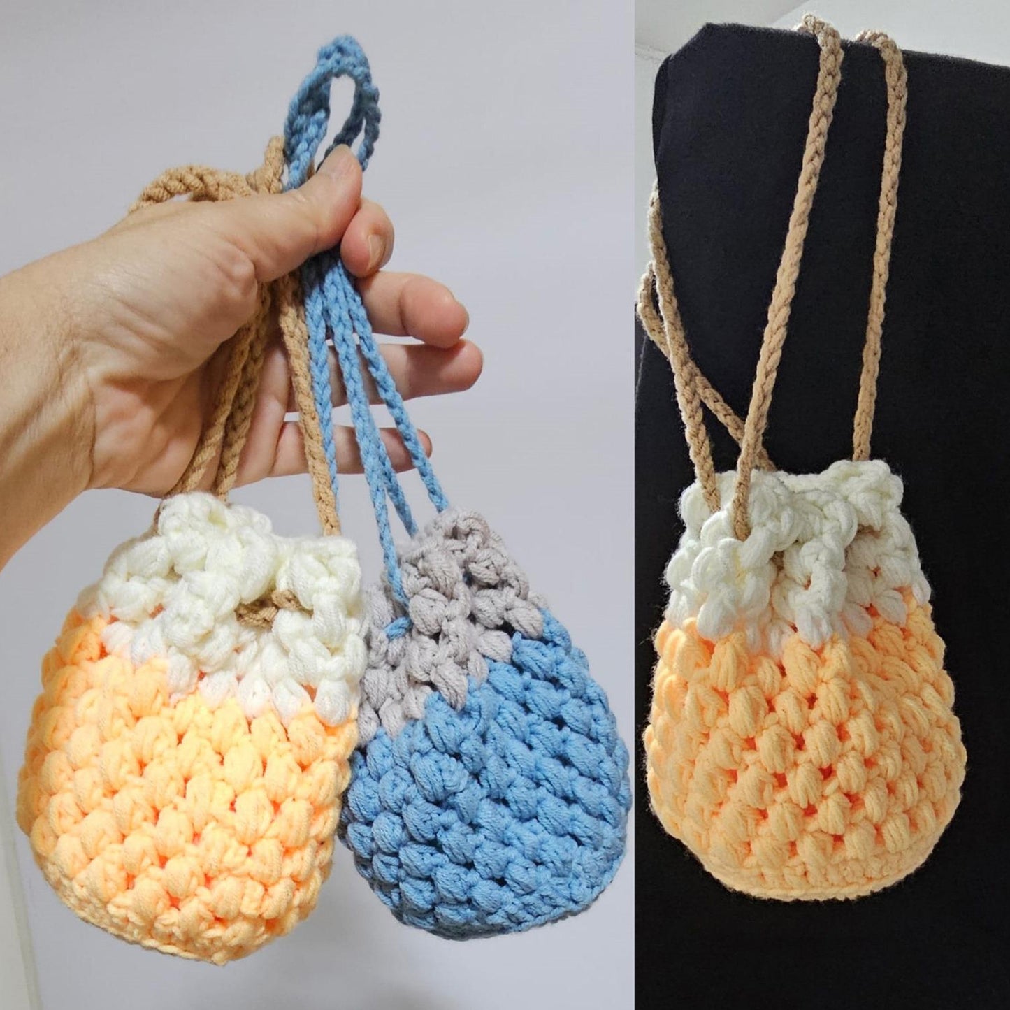 PDF - Puffy Drawstring Pouch (No-Sew) Crochet Pattern