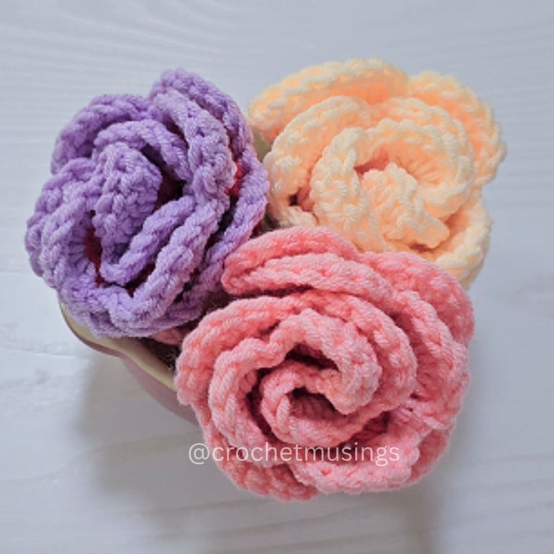 PDF - 3D Rose Coaster Crochet Pattern