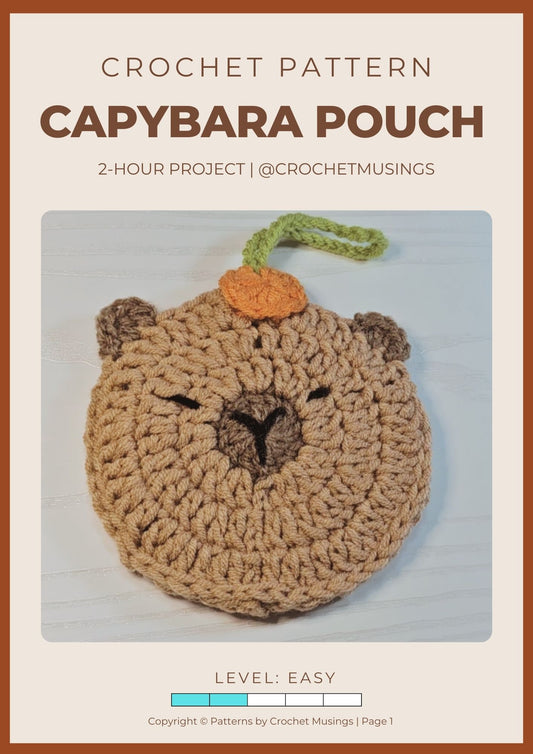 PDF - Capybara Pouch (Low-Sew) Crochet Pattern