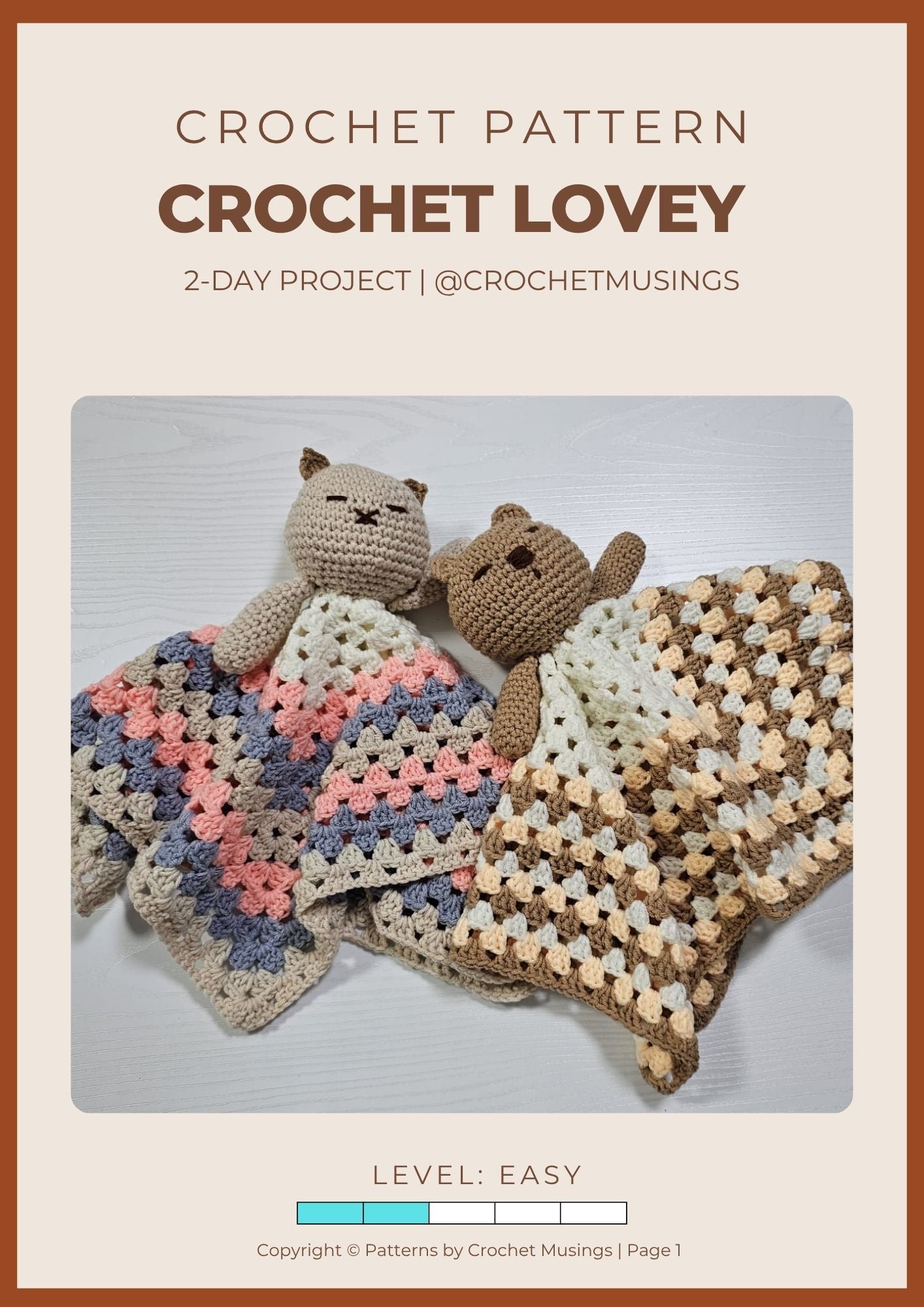 PDF - 2-in-1 Crochet Lovey Baby Blanket Crochet Pattern