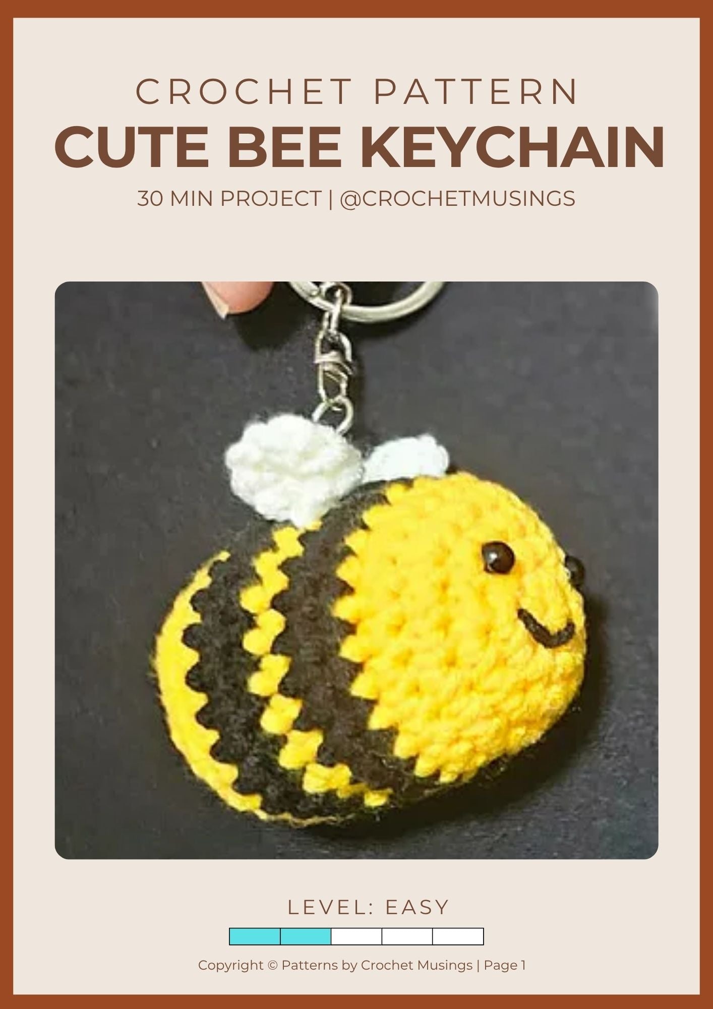 PDF - Cute Bee Keychain Crochet Pattern