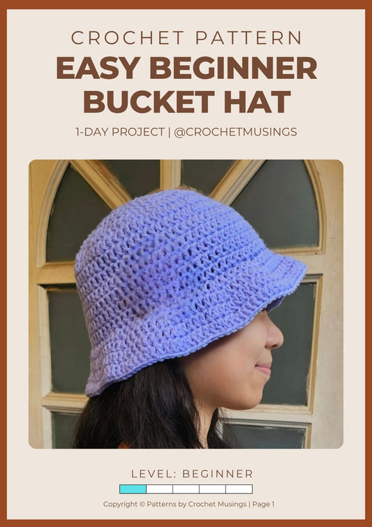PDF - Easy Beginner Bucket Hat Crochet Pattern (No Sew)