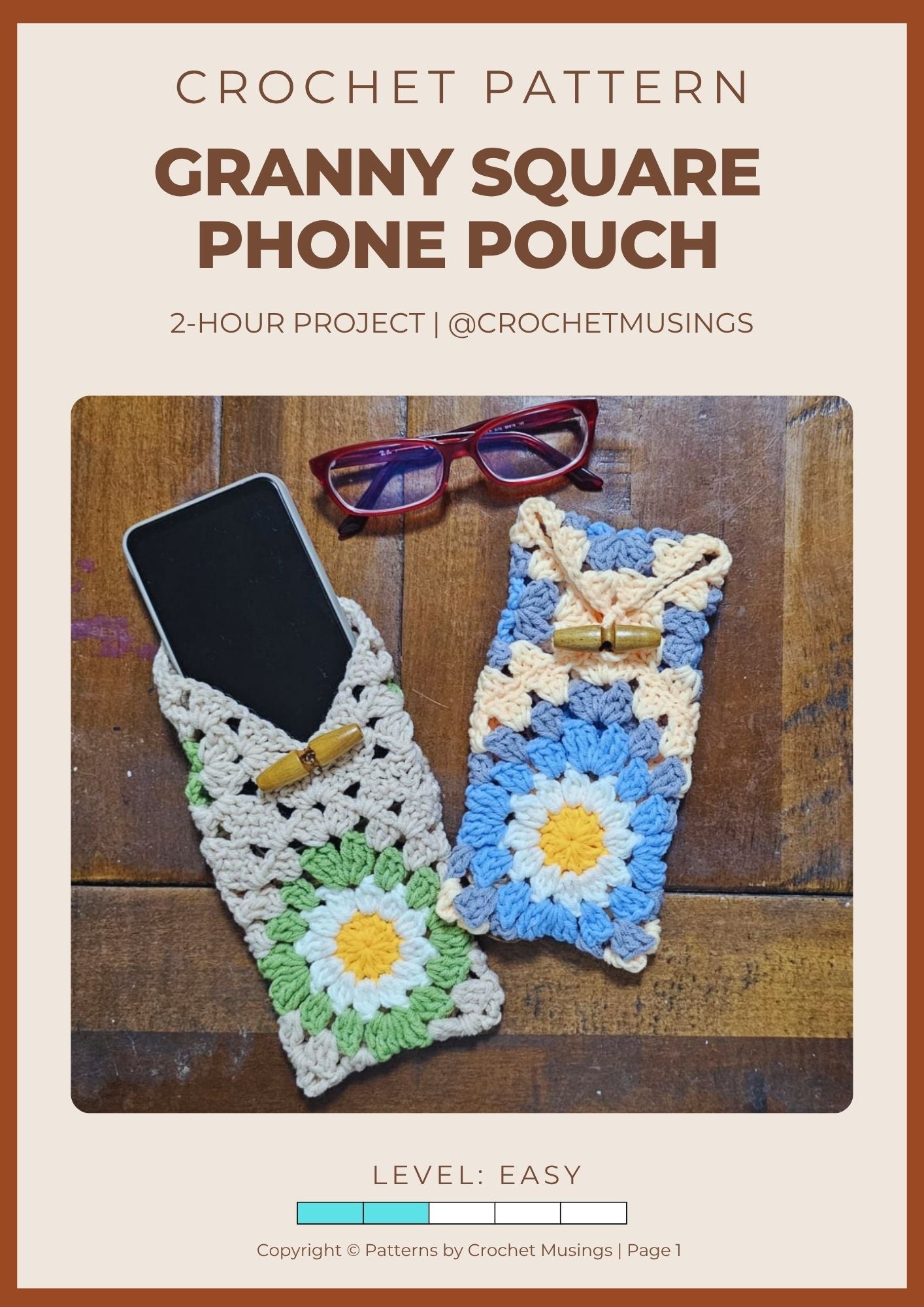 PDF - Granny Square Phone Pouch Crochet Pattern
