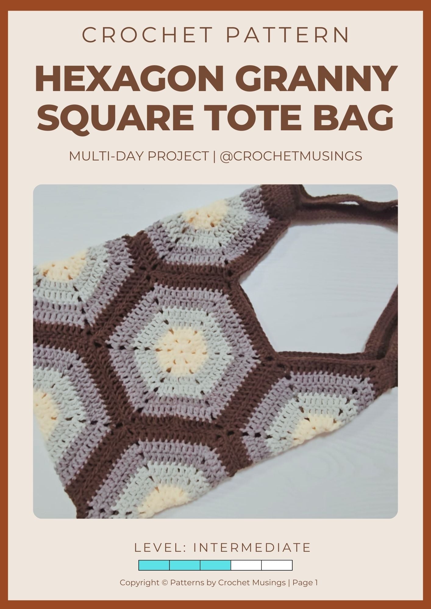 PDF - Hexagon Granny Square Tote Bag Crochet Pattern
