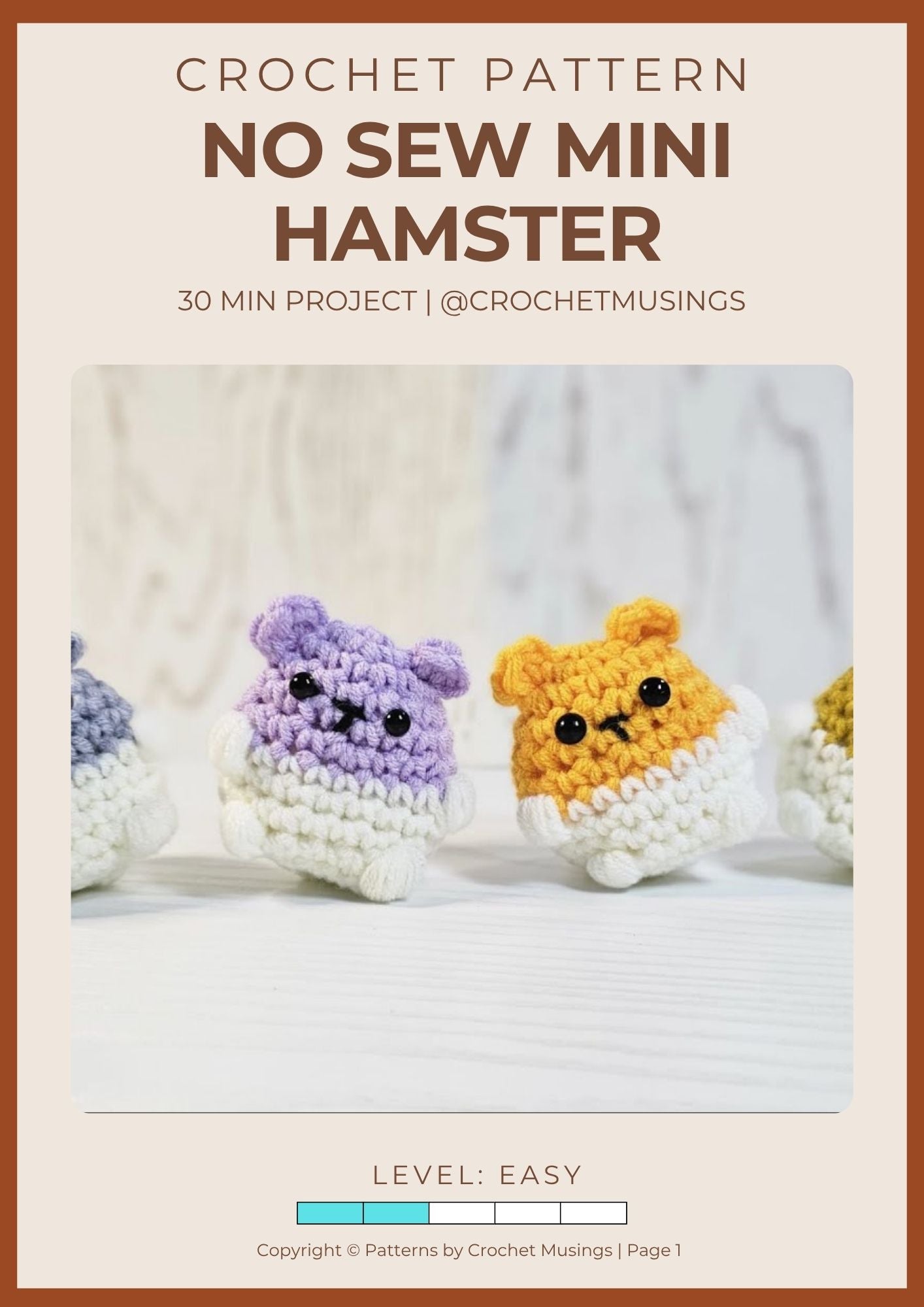 PDF - No Sew Mini Hamster Crochet Pattern