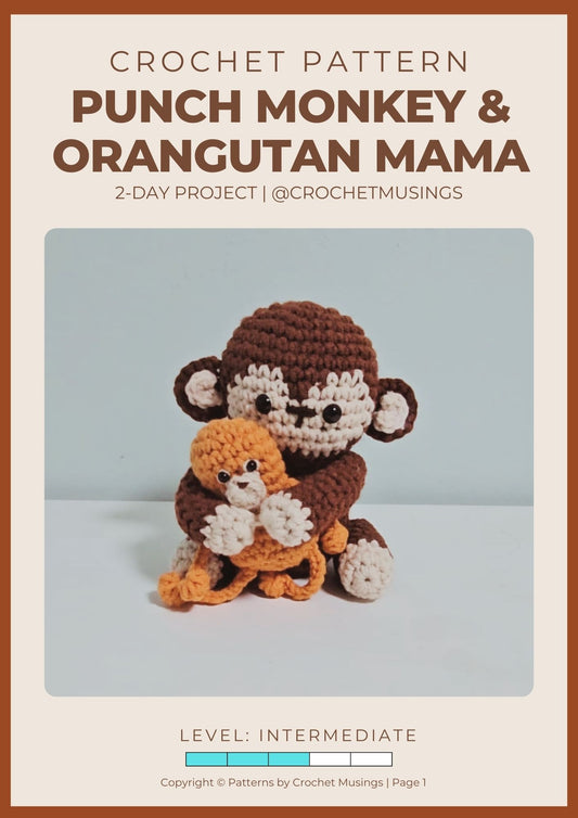 PDF - Punch Monkey And Orangutan Mama Crochet Pattern