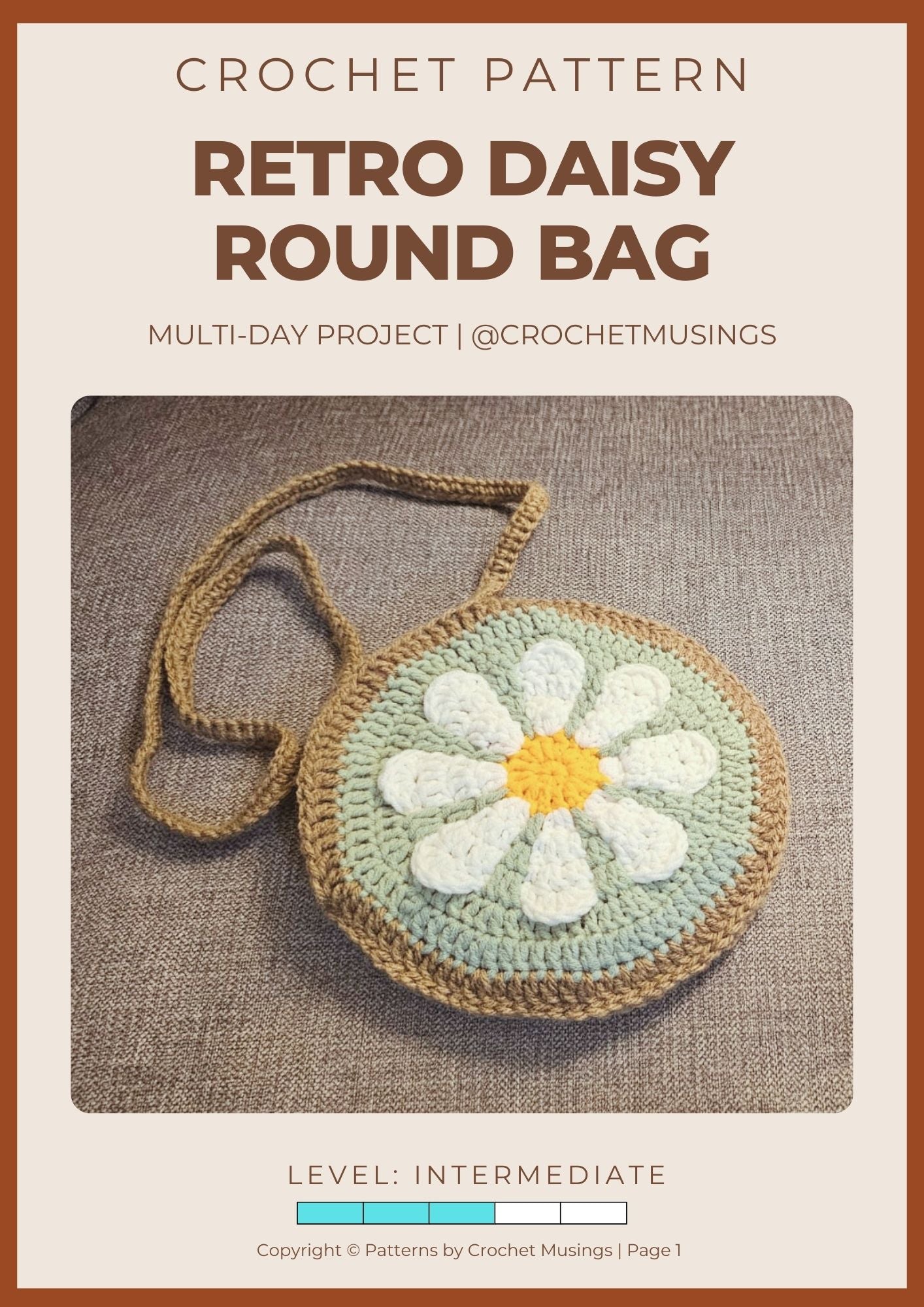 PDF - Retro Daisy Round Bag Crochet Pattern