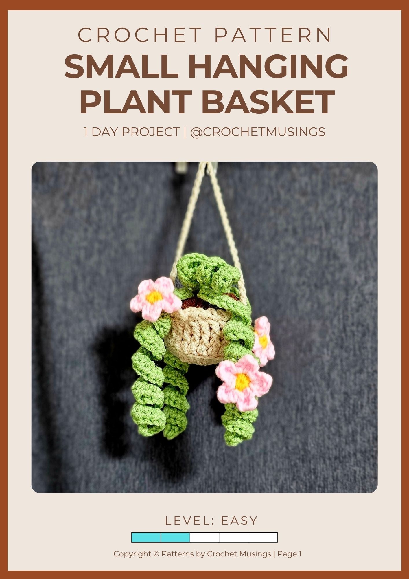 PDF - Small Hanging Plant Basket Crochet Pattern