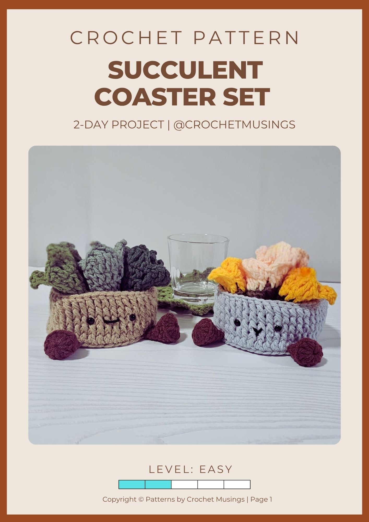 PDF - Succulent Coaster Set Crochet Pattern