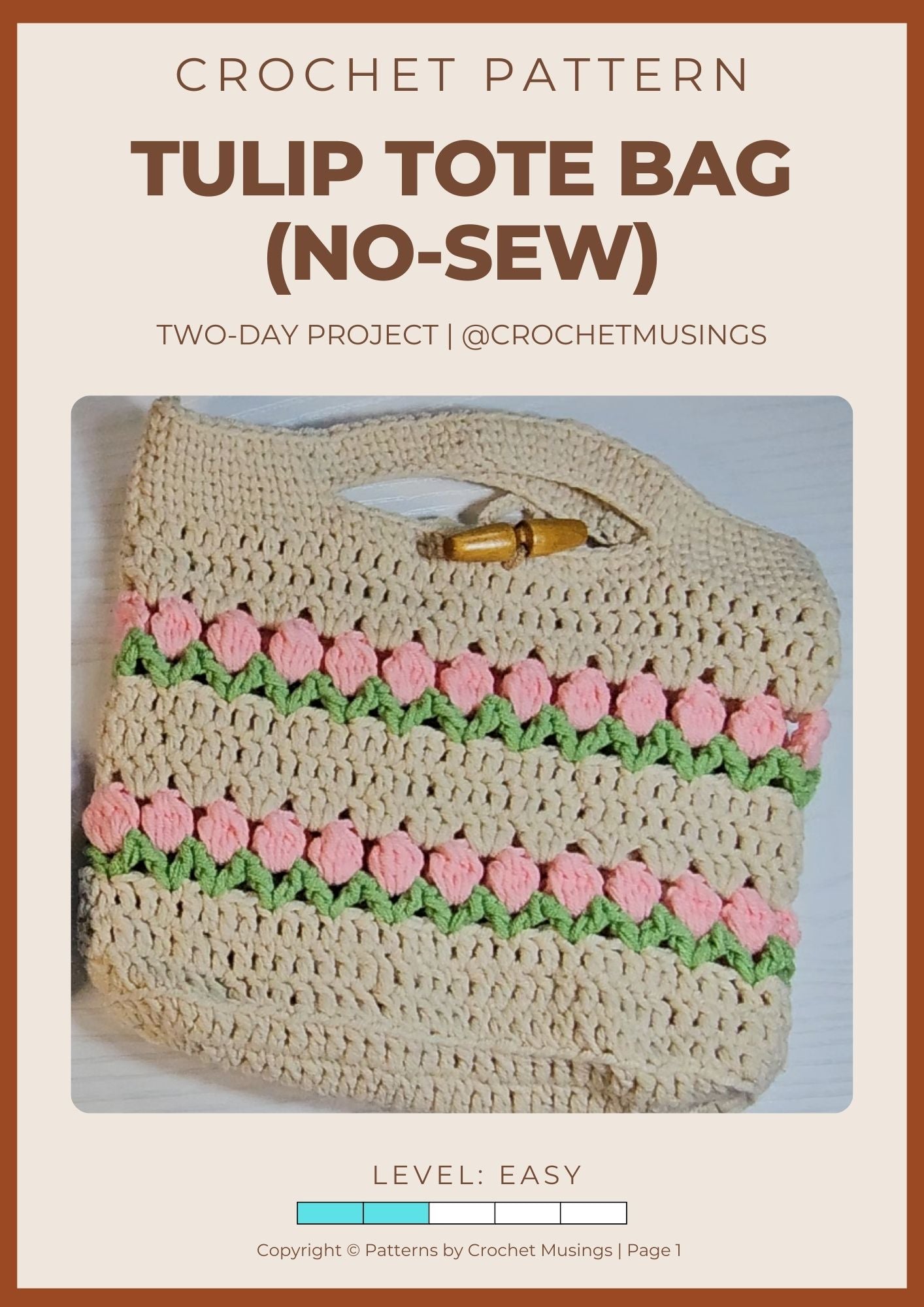 PDF - Tulip Tote Bag (No-Sew) Crochet Pattern