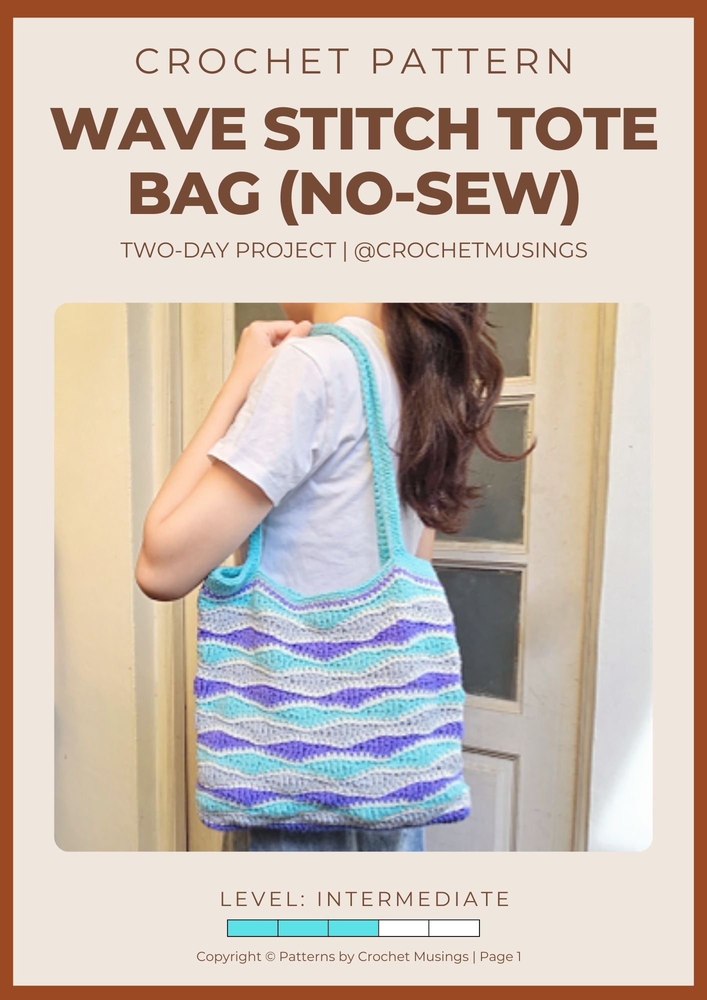PDF - Wave Stitch Tote Bag Crochet Pattern (No Sew)