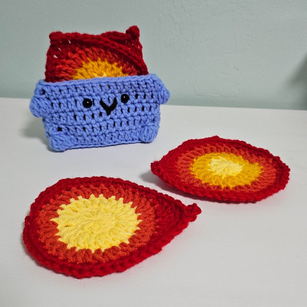 PDF - Dumpster Fire Coaster Set Crochet Pattern (No Sew)