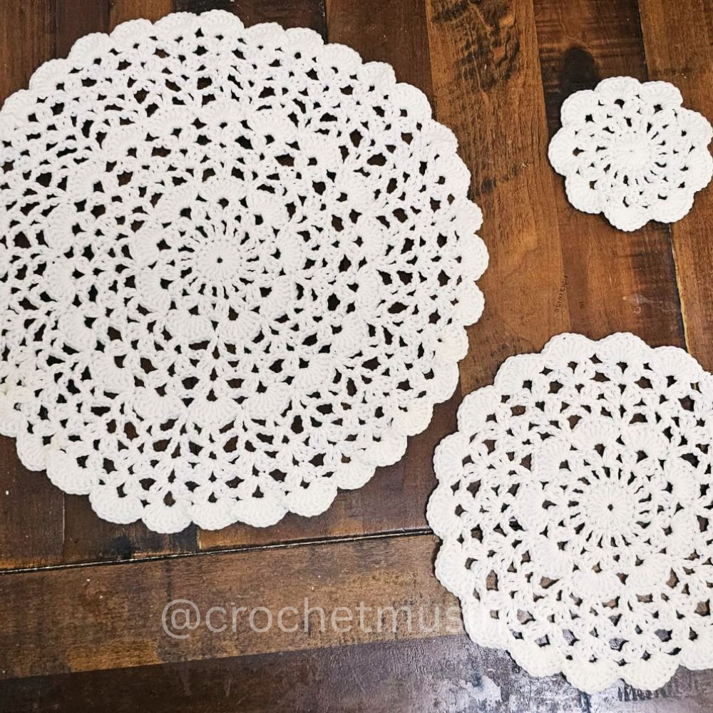 PDF - 3-In-1 Lacy Placemat And Coaster Set Crochet Pattern
