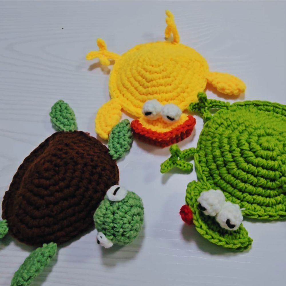 PDF - 3-in-1  Pop-Up Animal Coasters Crochet Pattern
