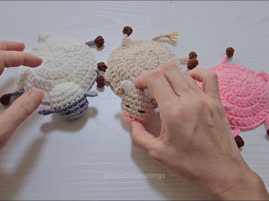 PDF - 3-in-1 Pop-Up Farm Animal Coasters Crochet Pattern