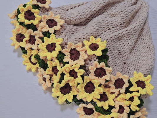 PDF - No Sew Flower Bouquet Blanket (Sunflower) Crochet Pattern