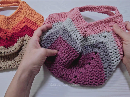 PDF - Solid Granny Square Market Bag Crochet Pattern (No Sew)