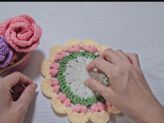 PDF - 3D Rose Coaster Crochet Pattern