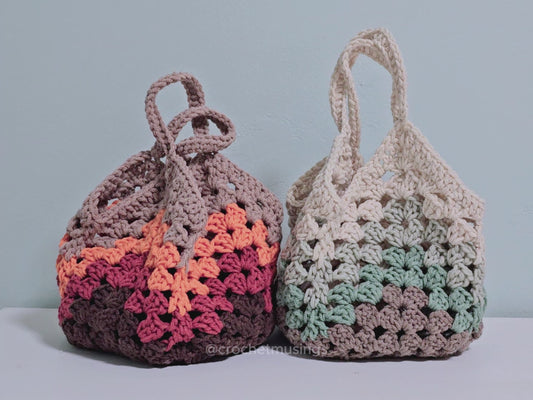 PDF - Granny Square Market Bag (No-Sew) Crochet Pattern