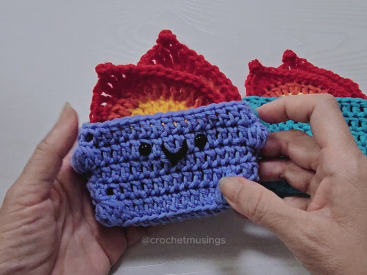 PDF - Dumpster Fire Coaster Set Crochet Pattern (No Sew)
