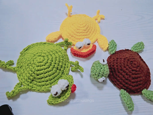 PDF - 3-in-1  Pop-Up Animal Coasters Crochet Pattern