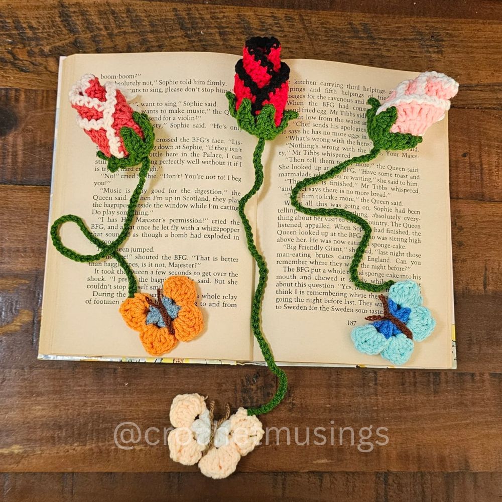 PDF - Rosebud & Butterfly Bookmark Crochet Pattern