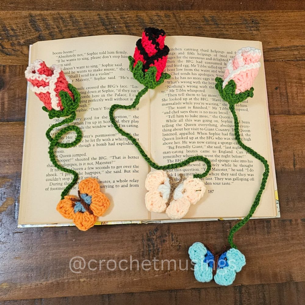 PDF - Rosebud & Butterfly Bookmark Crochet Pattern