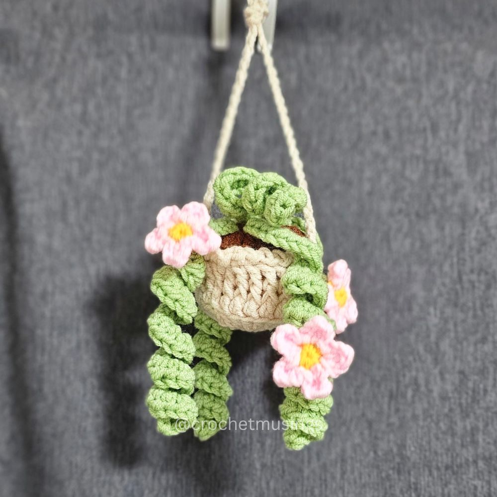 PDF - Small Hanging Plant Basket Crochet Pattern