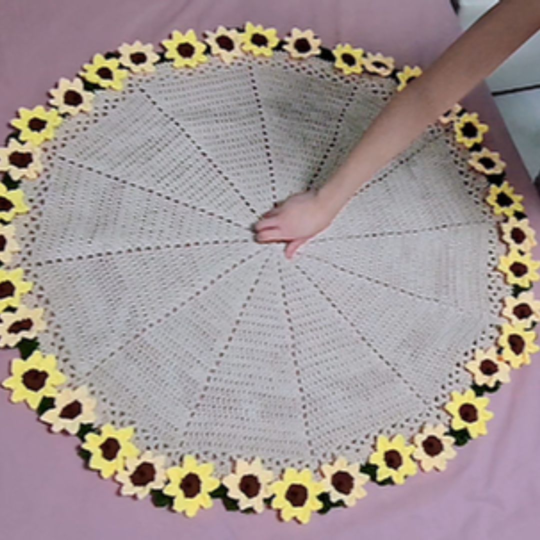 PDF - No Sew Flower Bouquet Blanket (Sunflower) Crochet Pattern