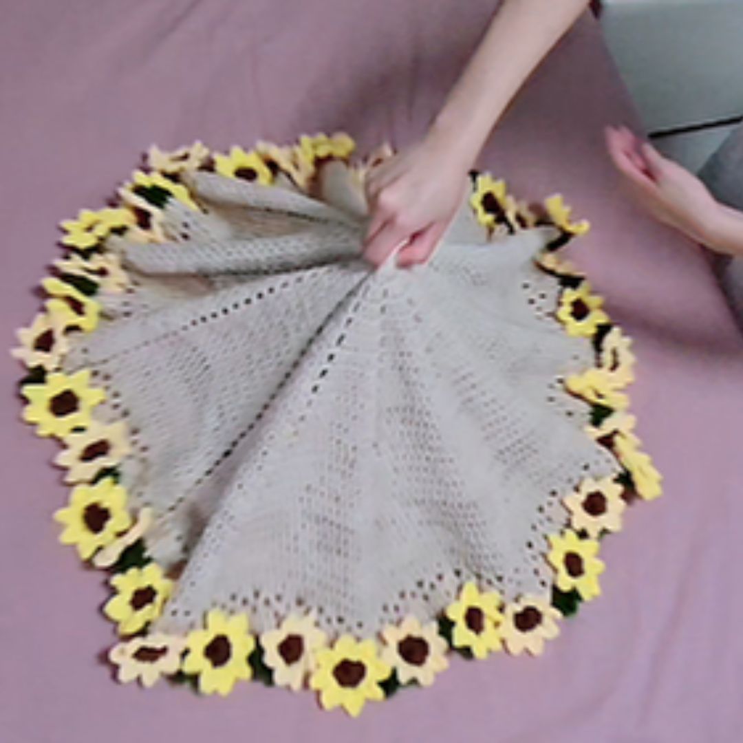 PDF - No Sew Flower Bouquet Blanket (Sunflower) Crochet Pattern