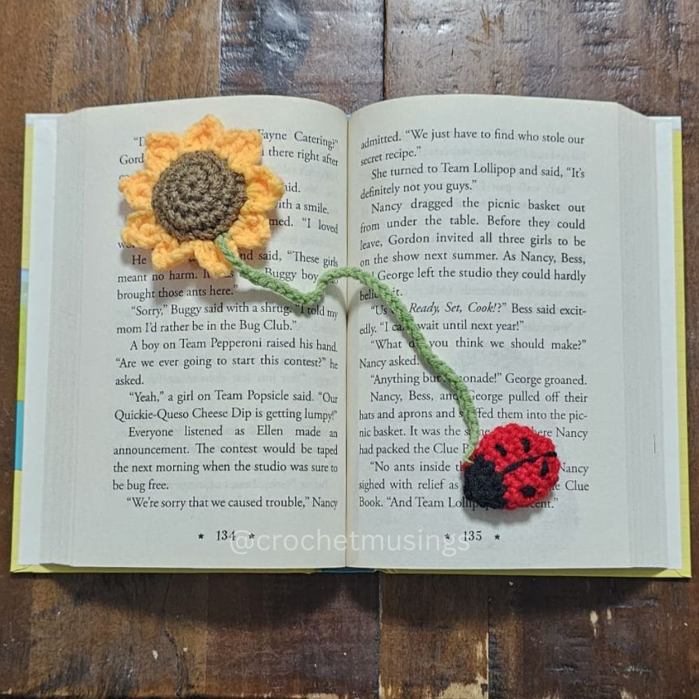 PDF - Sunflower & Ladybug Bookmark Crochet Pattern