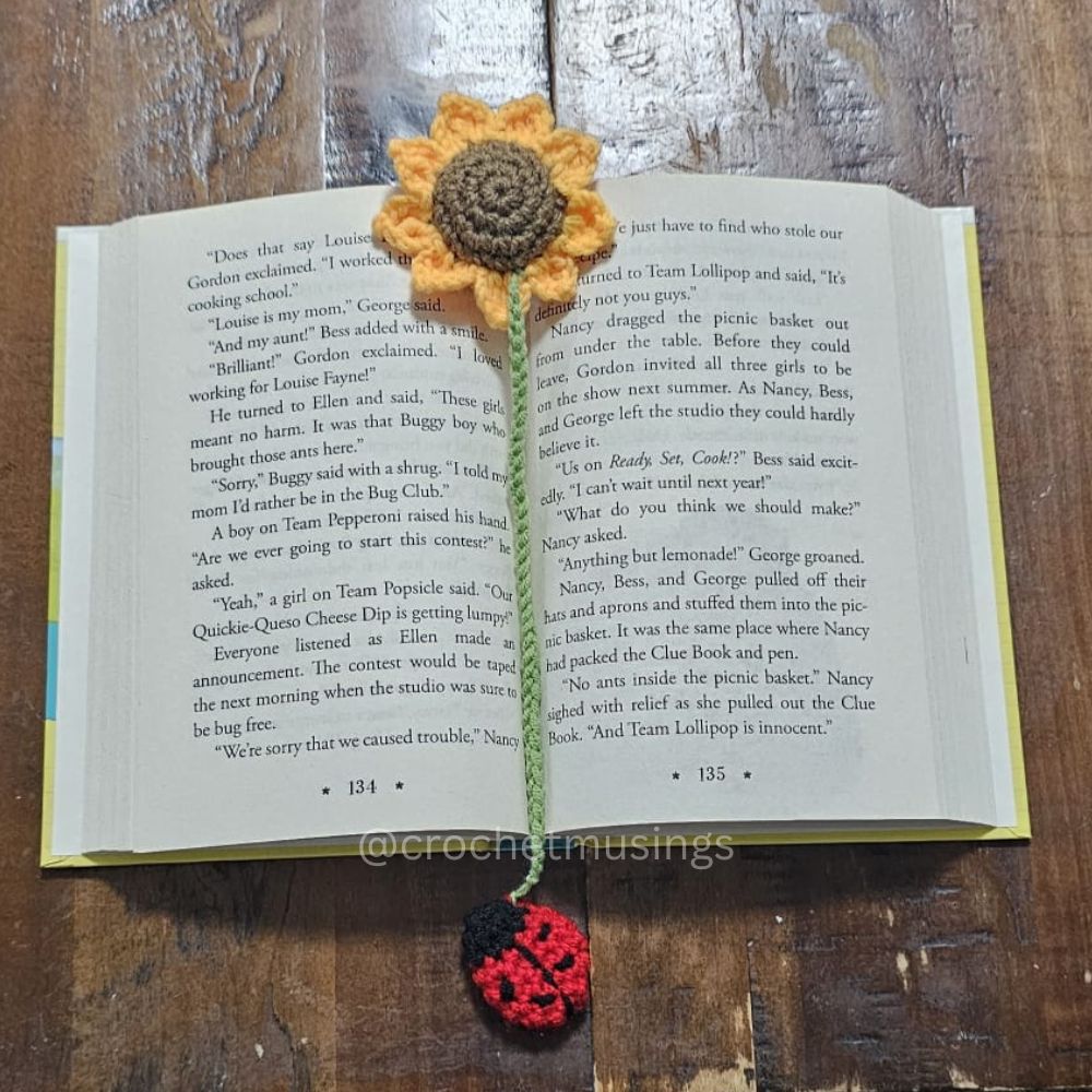 PDF - Sunflower & Ladybug Bookmark Crochet Pattern