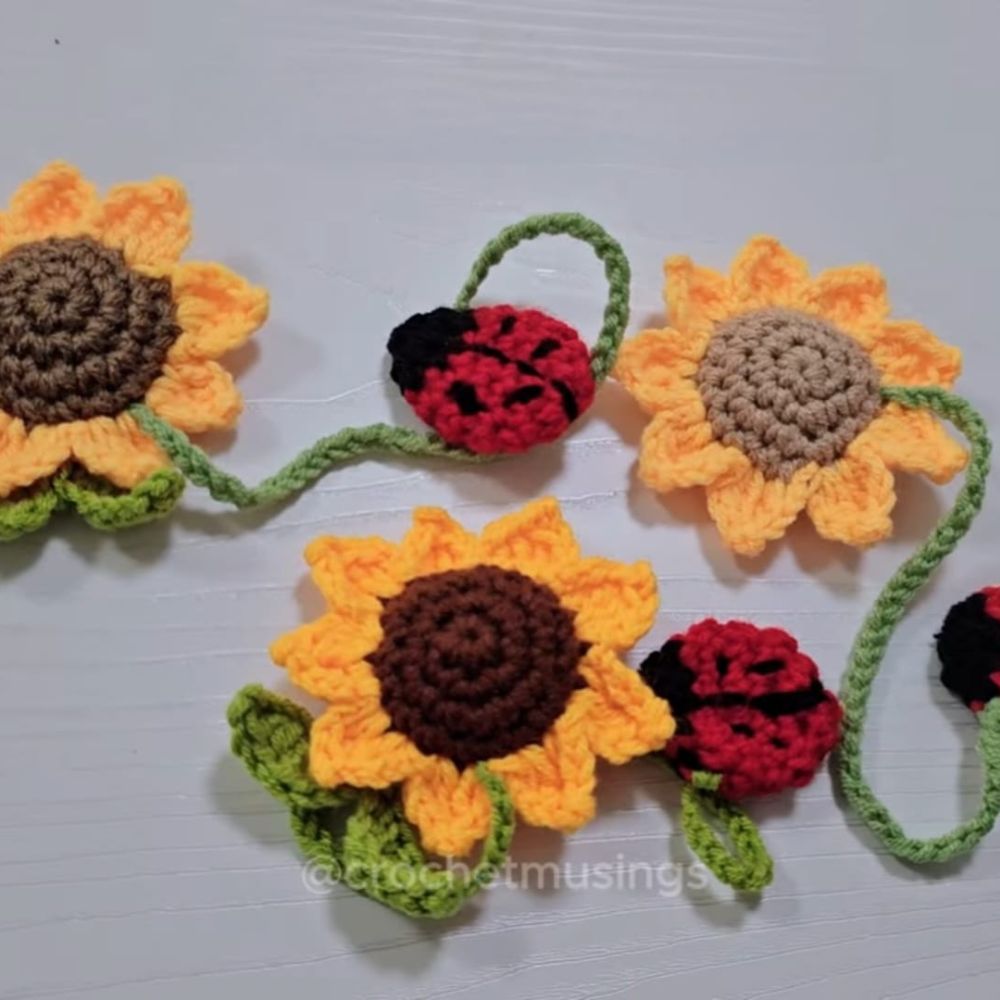 PDF - Sunflower & Ladybug Bookmark Crochet Pattern