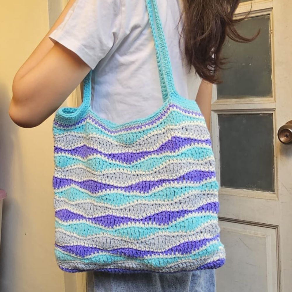PDF - Wave Stitch Tote Bag Crochet Pattern (No Sew)