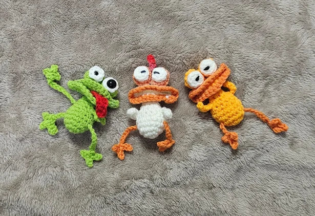 Playful colourful crochet creatures